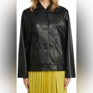 Anthropology NVLT Vegan Leather Trucker Jacket Black Style Q3131NVL MSRP $189